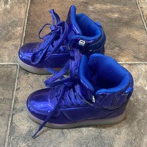 Metallic Blue Kids High-Top Sneakers